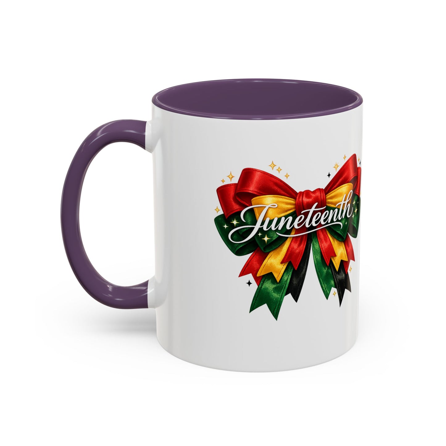 Juneteenth Ribbon Coffee Mug — Black/Red/Green Celebration Accent Mug