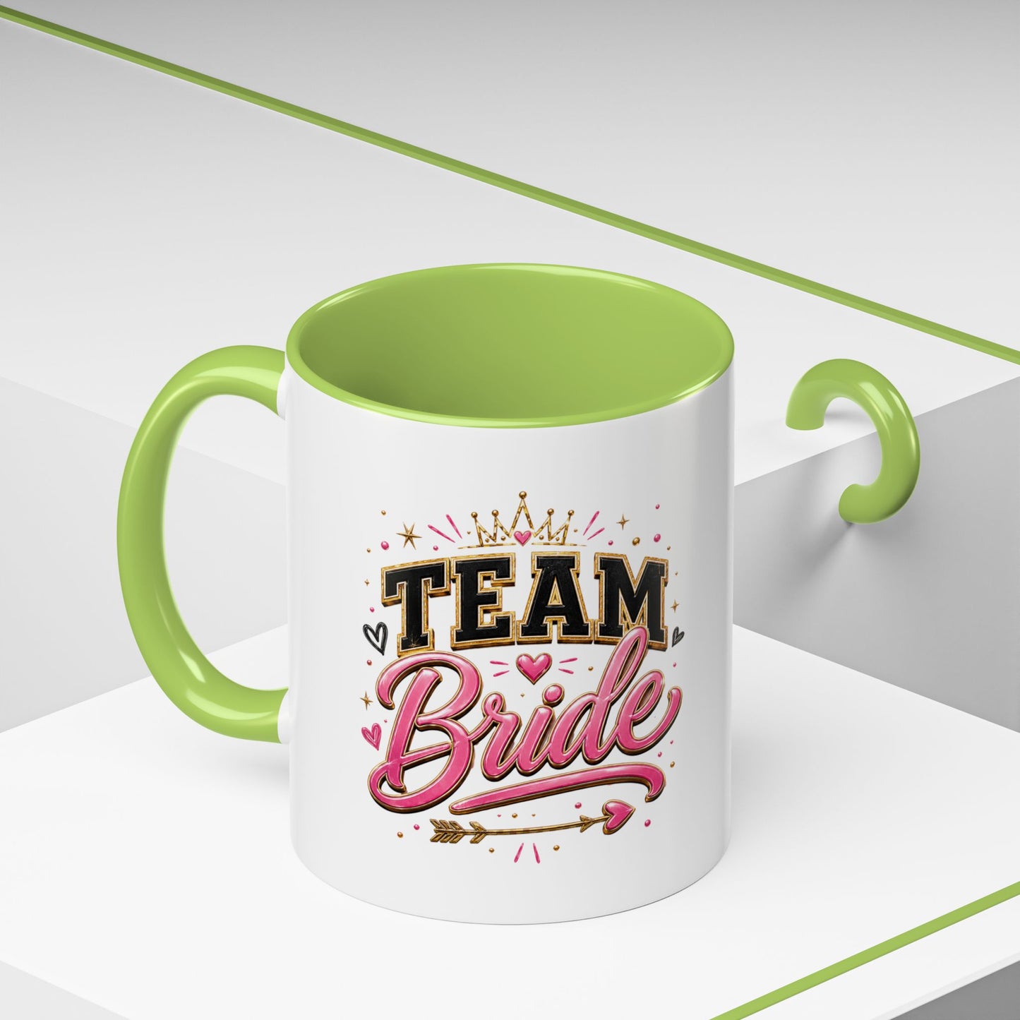 Team Bride Accent Coffee Mug — Pink & Gold Bachelorette Bridal Shower Gift (11/15 oz)