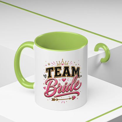 Team Bride Accent Coffee Mug — Pink & Gold Bachelorette Bridal Shower Gift (11/15 oz)