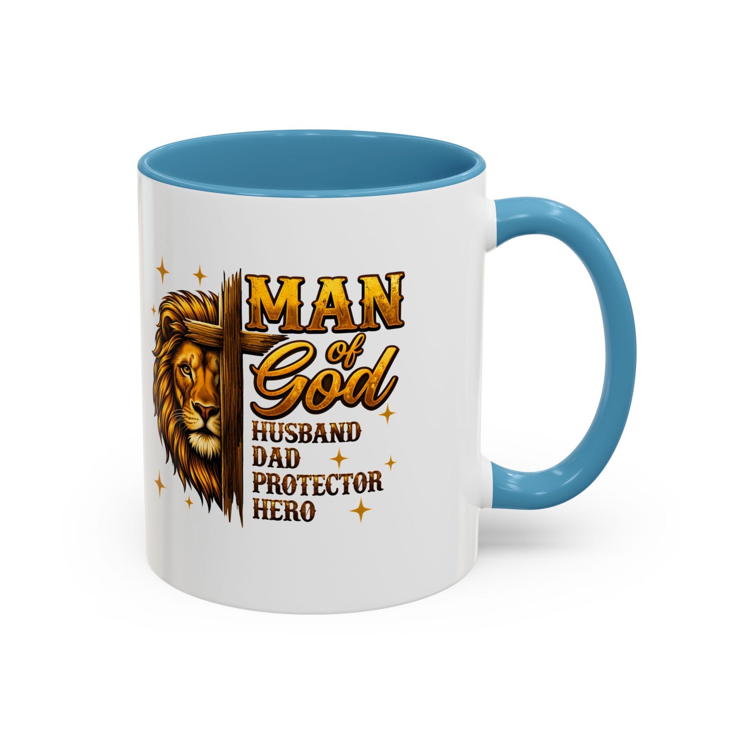 Man of God Lion Coffee Mug — 'Man of God' Religious Gift for Husband, Dad, Protector