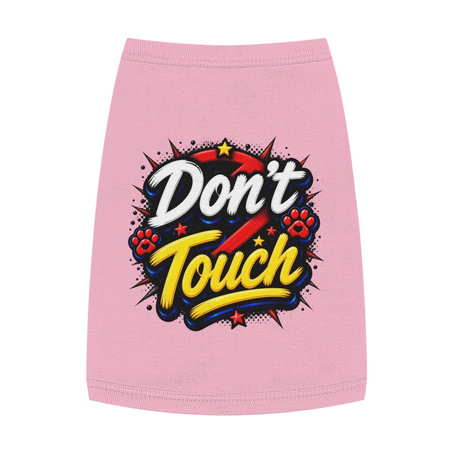 Pet Tank Top - "Don't Touch" Graphic Dog/Cat Shirt with Bold Paw Print Design