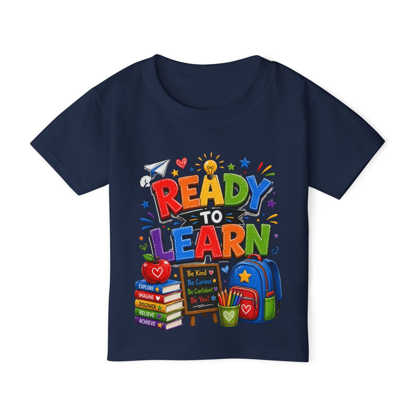 Toddler T-Shirt — "Ready to Learn" Colorful Back-to-School Design