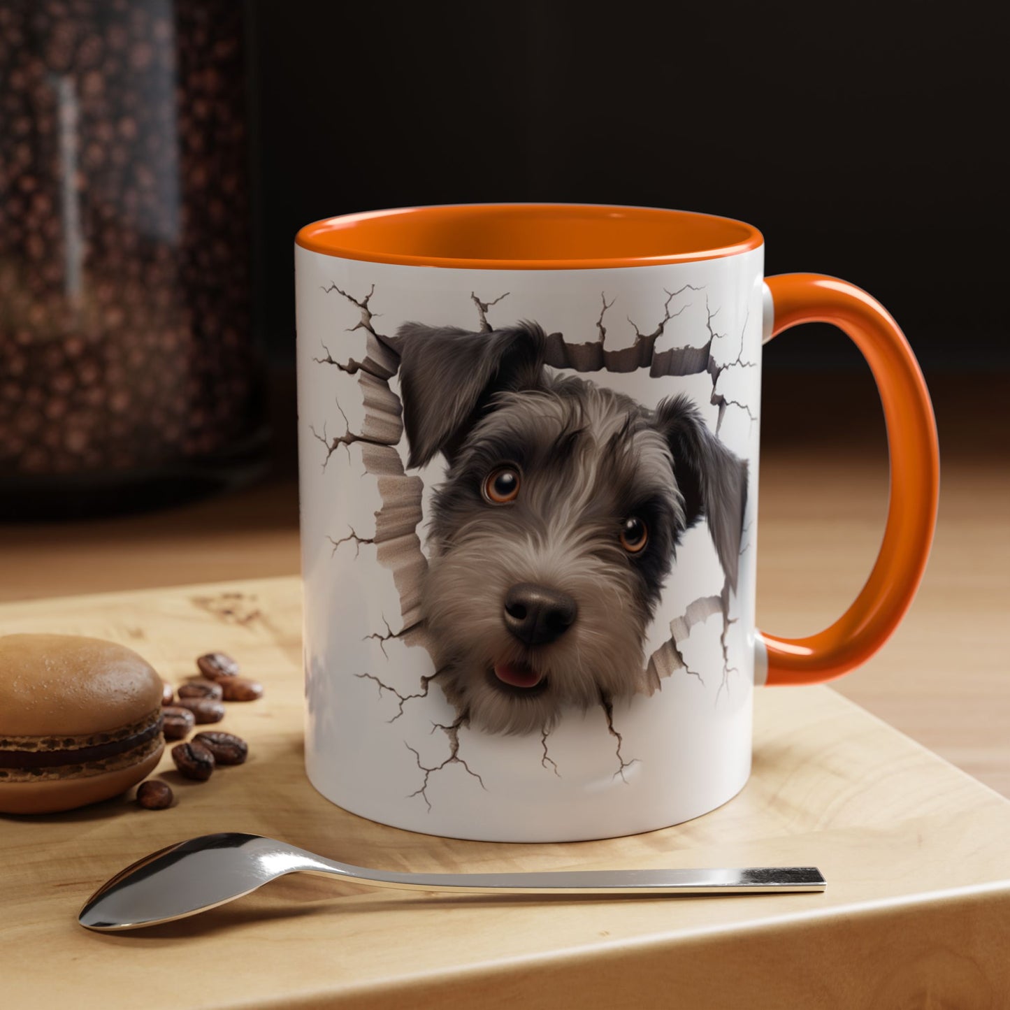 Schnauzer Peekaboo Accent Coffee Mug – Cute Dog Face 11/15oz