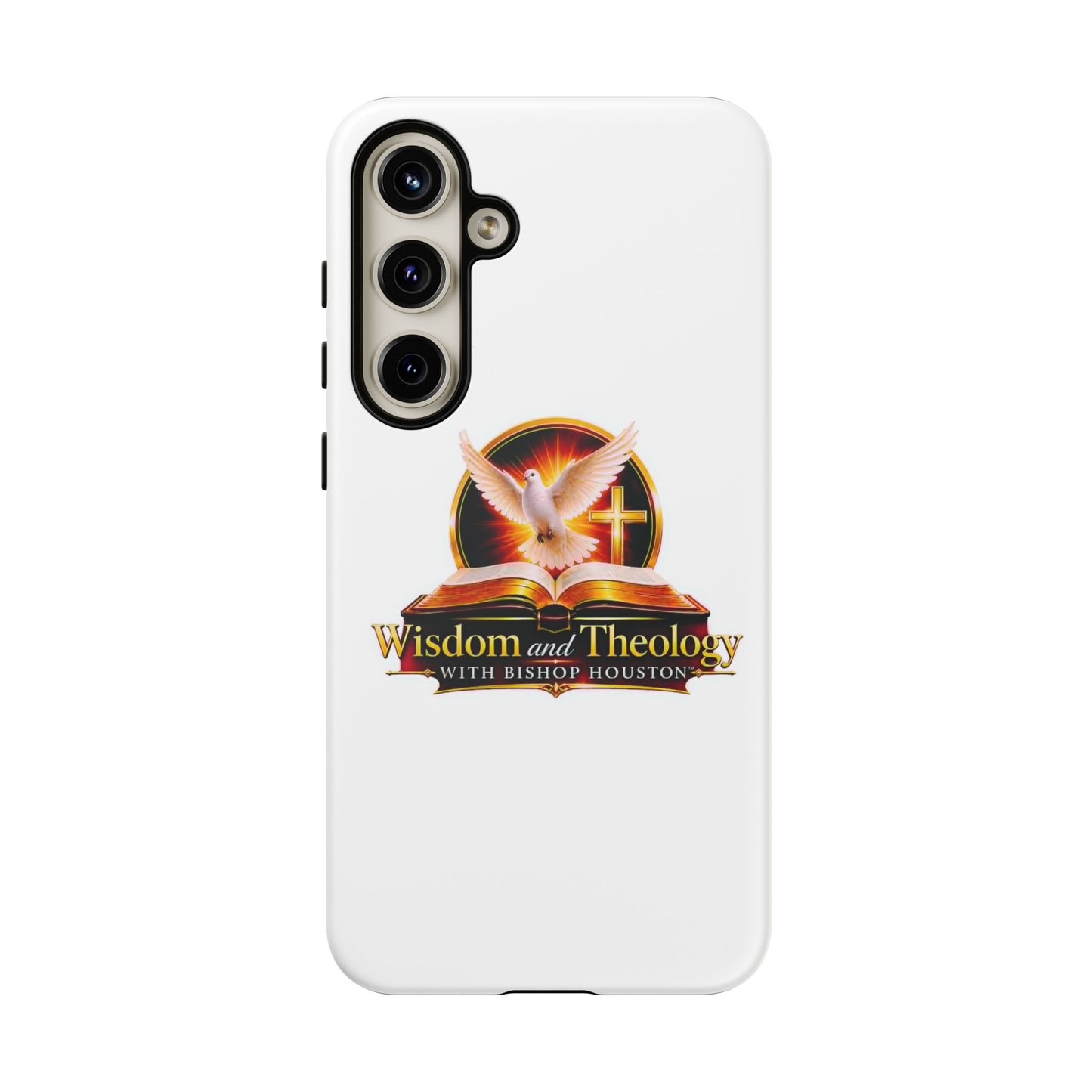 Wisdom and Theology Phone Case — Christian Dove & Cross Protective Tough Case