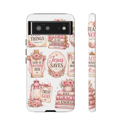 Faith Phone Case — 'Jesus Saves' Floral Christian Scripture iPhone Case