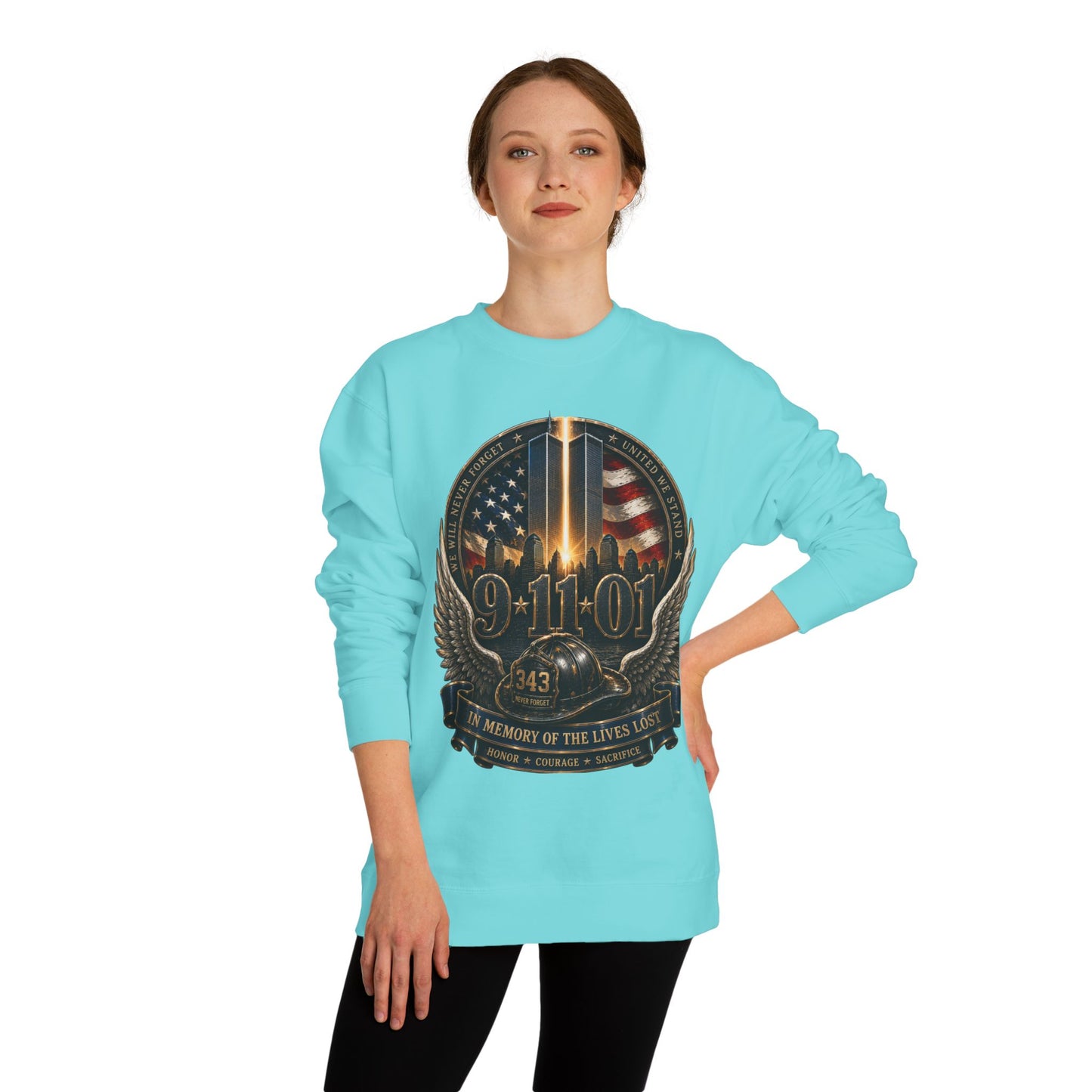 9/11 Memorial Crewneck Sweatshirt — Tribute to Fallen Heroes