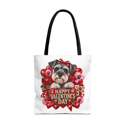 Valentine's Day Dog Tote Bag — Happy Valentine's Day Schnauzer Heart Design