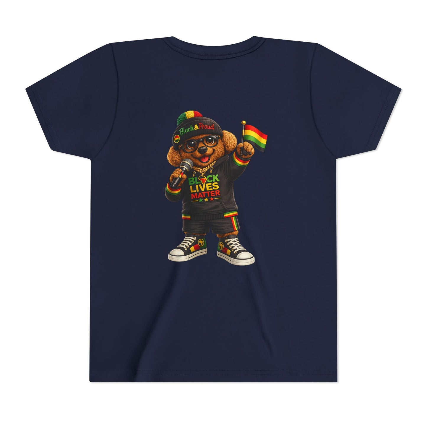 Youth Tee — Kid Bear Black Lives Matter Rasta Flag Shirt