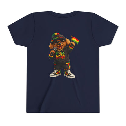 Youth Tee — Kid Bear Black Lives Matter Rasta Flag Shirt