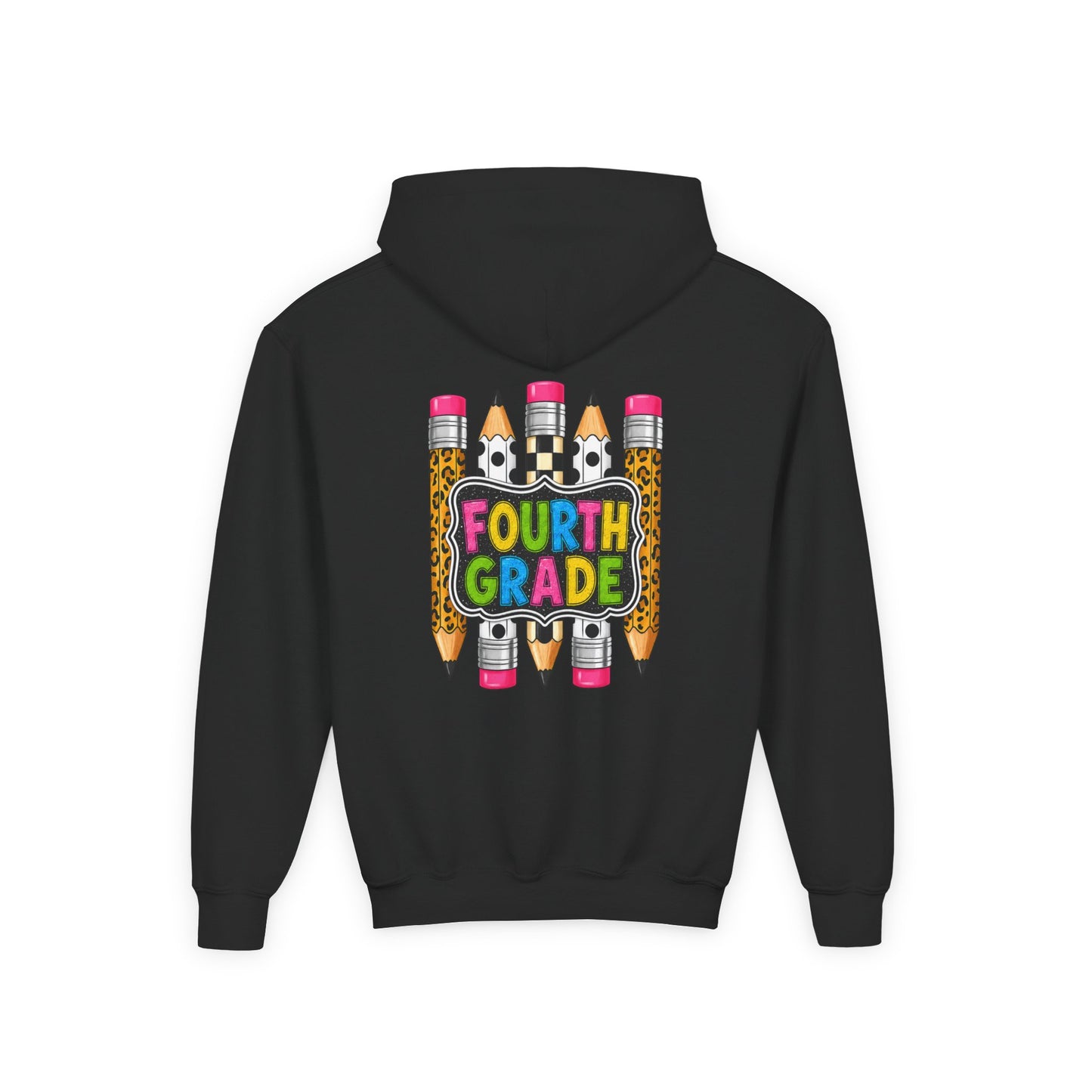 Fourth Grade Kids Hoodie — Colorful Pencil School Sweatshirt