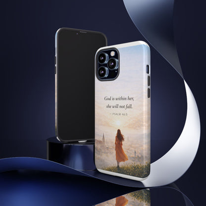 Inspirational Psalm 46:5 Phone Case — 'God is within her, she will not fall' Christian Phone Cover