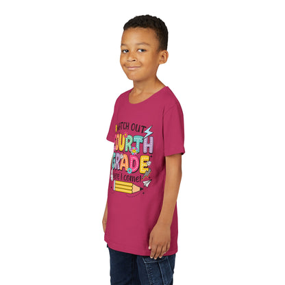 Watch Out Fourth Grade Here I Come Youth T‑Shirt — Back to School Kids Tee