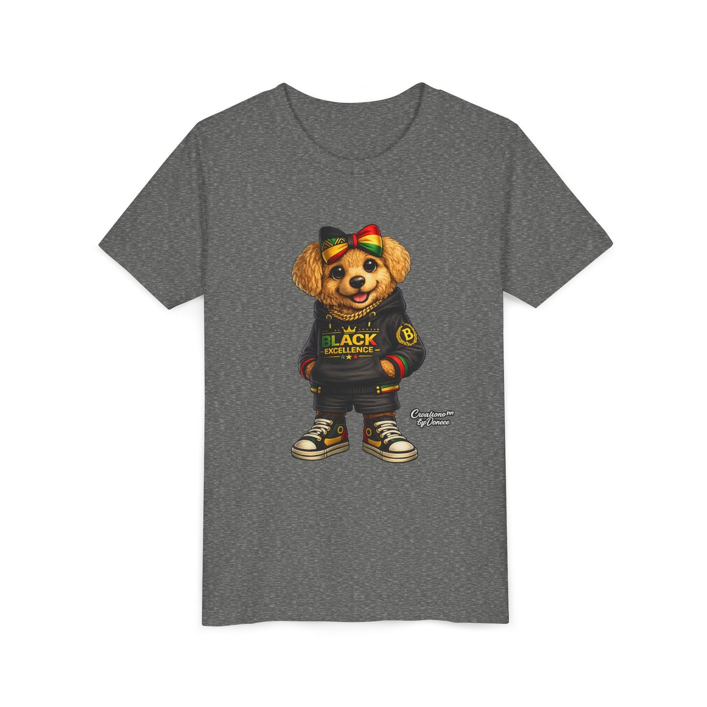 Youth Tee — Rasta Teddy "Black Excellence" Graphic Shirt
