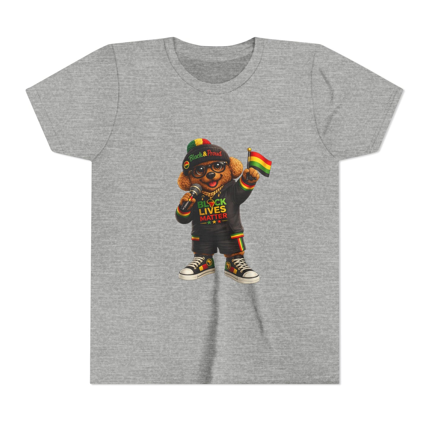 Youth Tee — Kid Bear Black Lives Matter Rasta Flag Shirt