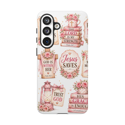Faith Phone Case — 'Jesus Saves' Floral Christian Scripture iPhone Case