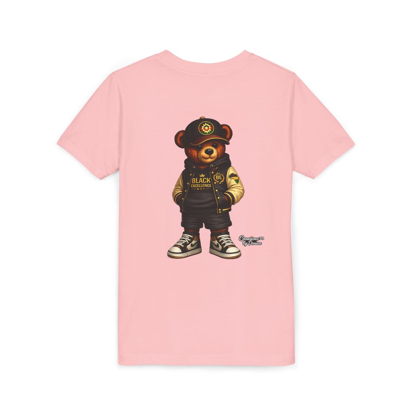 Youth Tee — Streetwear Teddy Bear Graphic (Black Varsity)