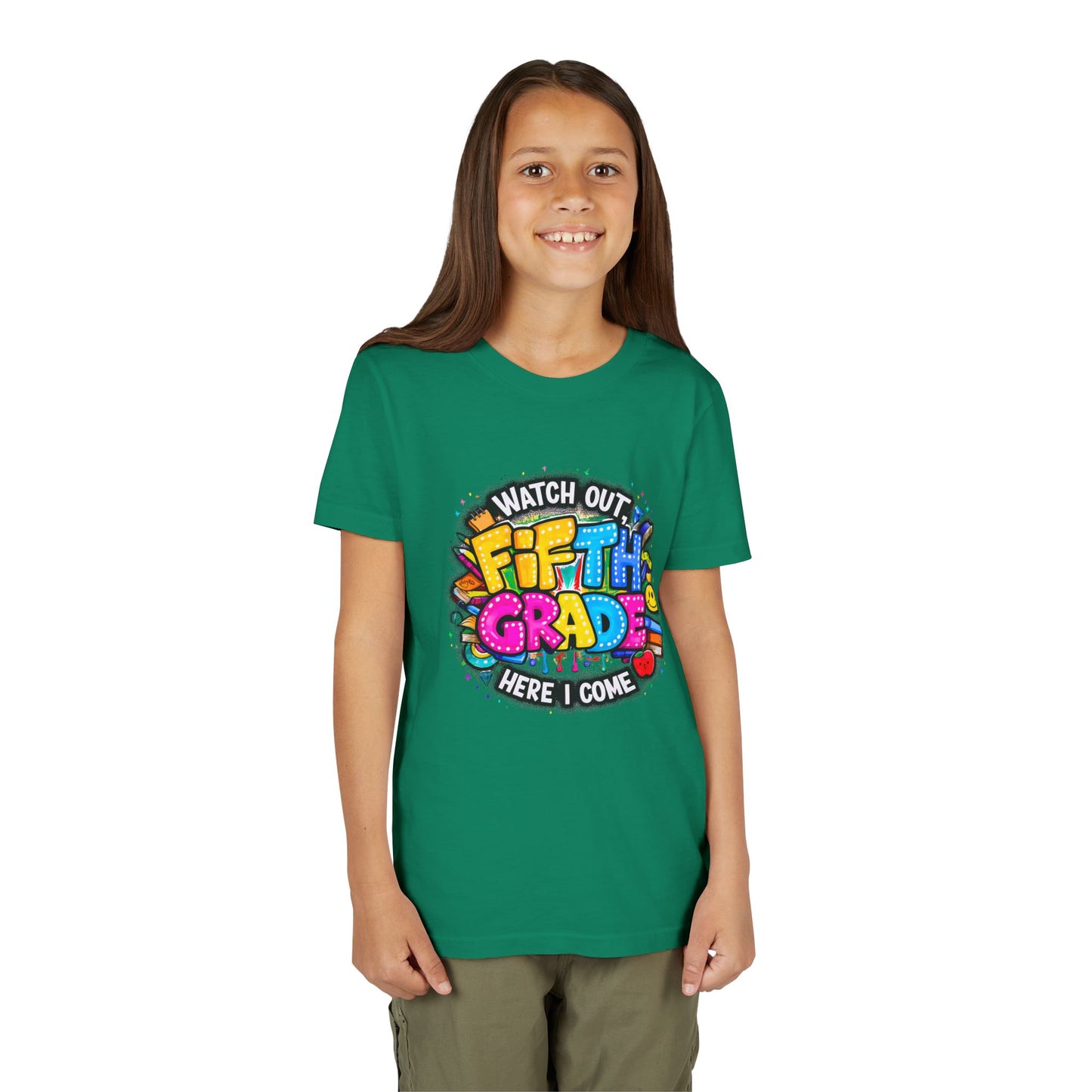 Fifth Grade T‑Shirt for Kids - "Watch Out Fifth Grade Here I Come" Back-to-School Tee