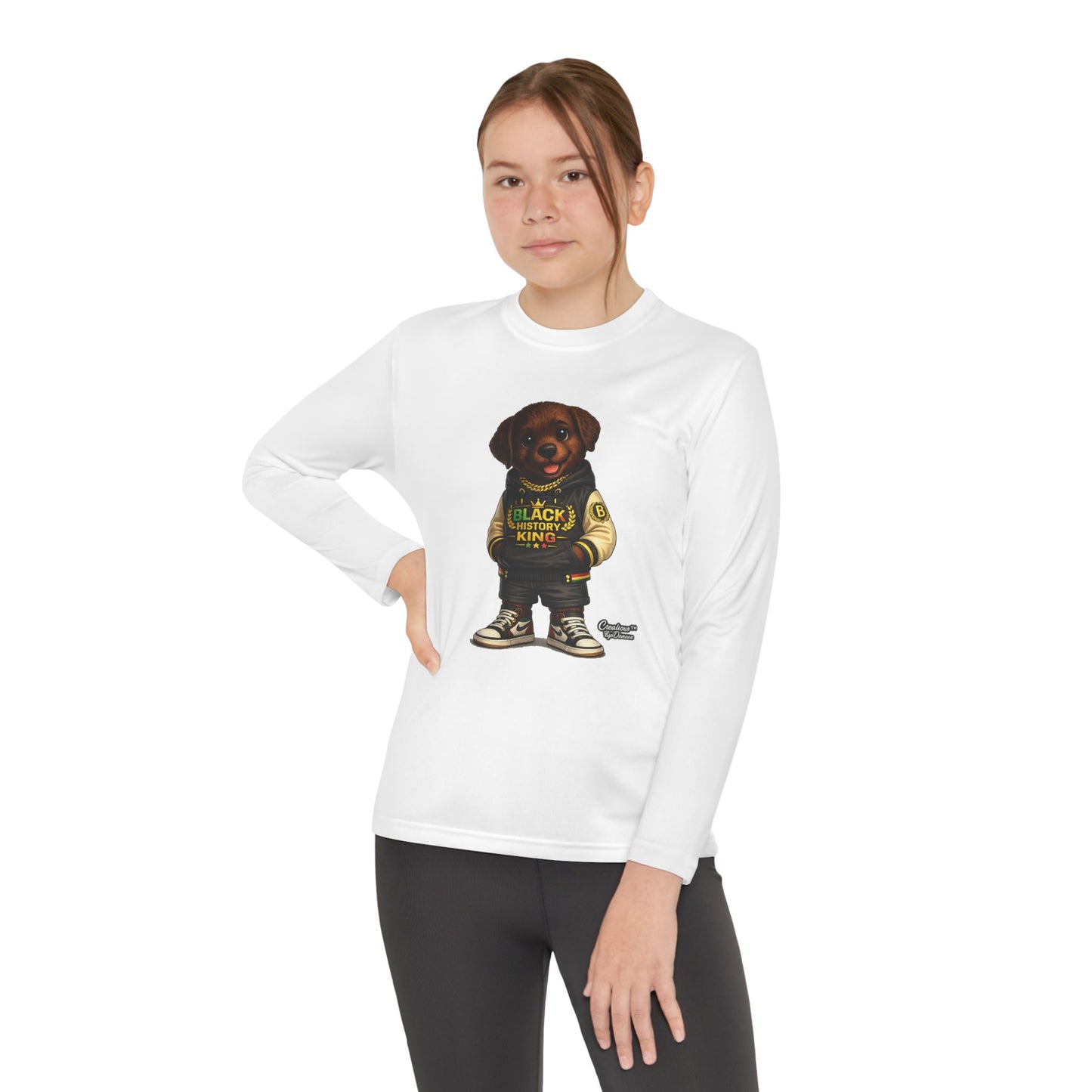 Youth Long Sleeve Tee — 'Lil Black Lab' Cute Puppy Graphic Shirt
