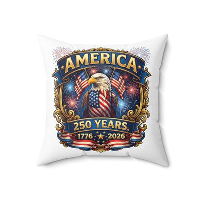 America 250th Anniversary Decorative Pillow — Eagle & Fireworks 1776–2026