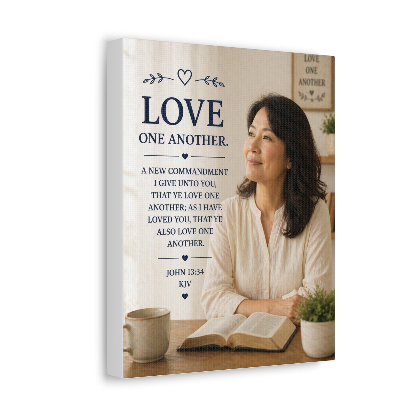 Love One Another — John 13:34 Inspirational Stretched Canvas Wall Art