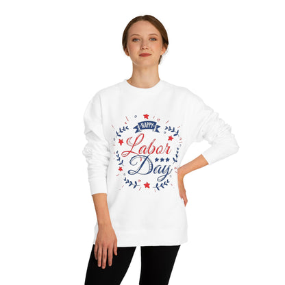 Happy Labor Day Crewneck Sweatshirt — Patriotic Red & Blue Holiday Pullover