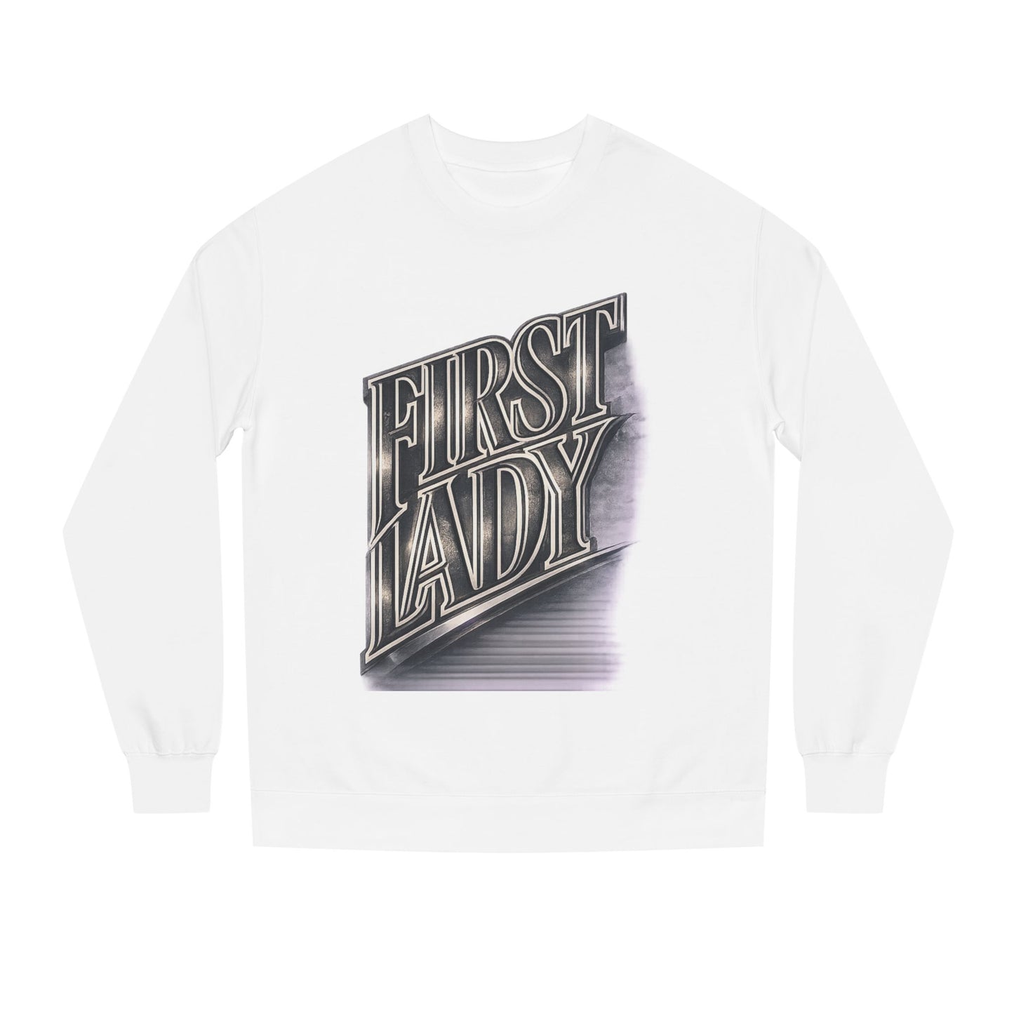 First Lady Graphic Sweatshirt — Retro Metallic Typography Crewneck