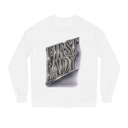 First Lady Graphic Sweatshirt — Retro Metallic Typography Crewneck