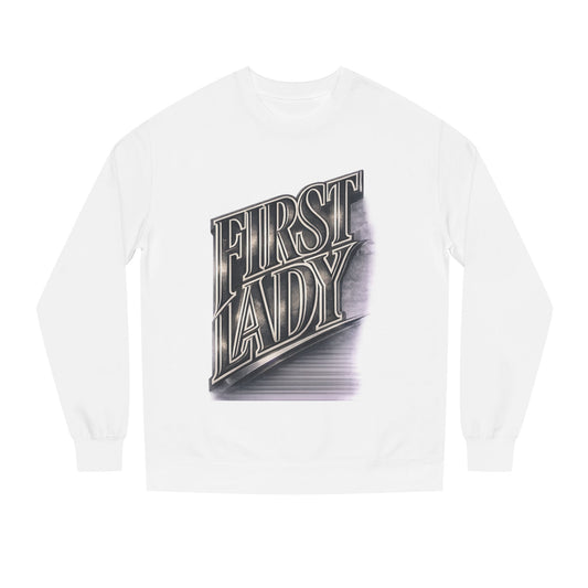 First Lady Graphic Sweatshirt — Retro Metallic Typography Crewneck