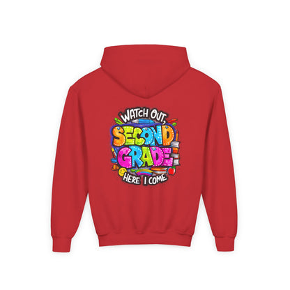 Second Grade Kids' Hoodie - "Watch Out Second Grade Here I Come" Back-to-School Sweatshirt