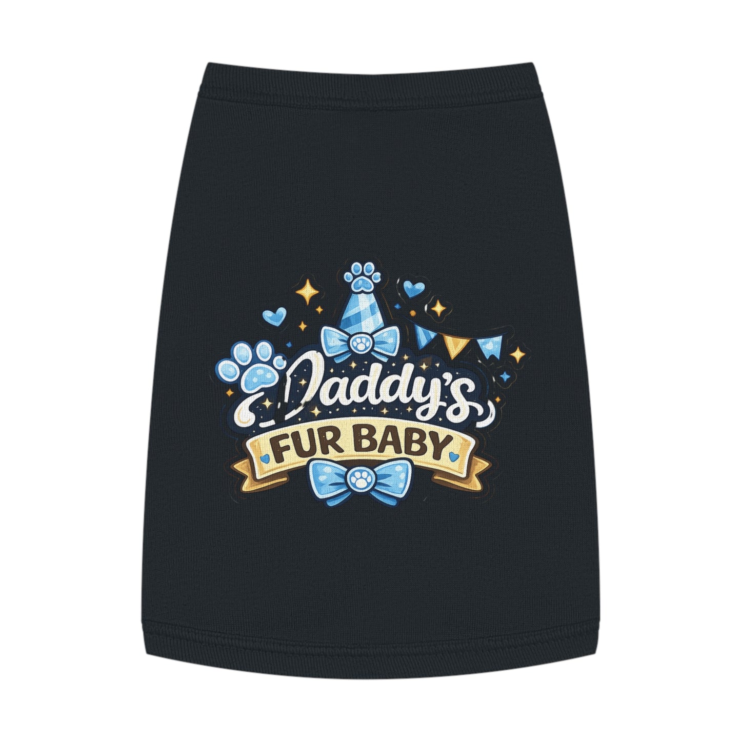 Pet Tank — "Daddy's Fur Baby" Blue Bow Paw Print Dog Tank Top