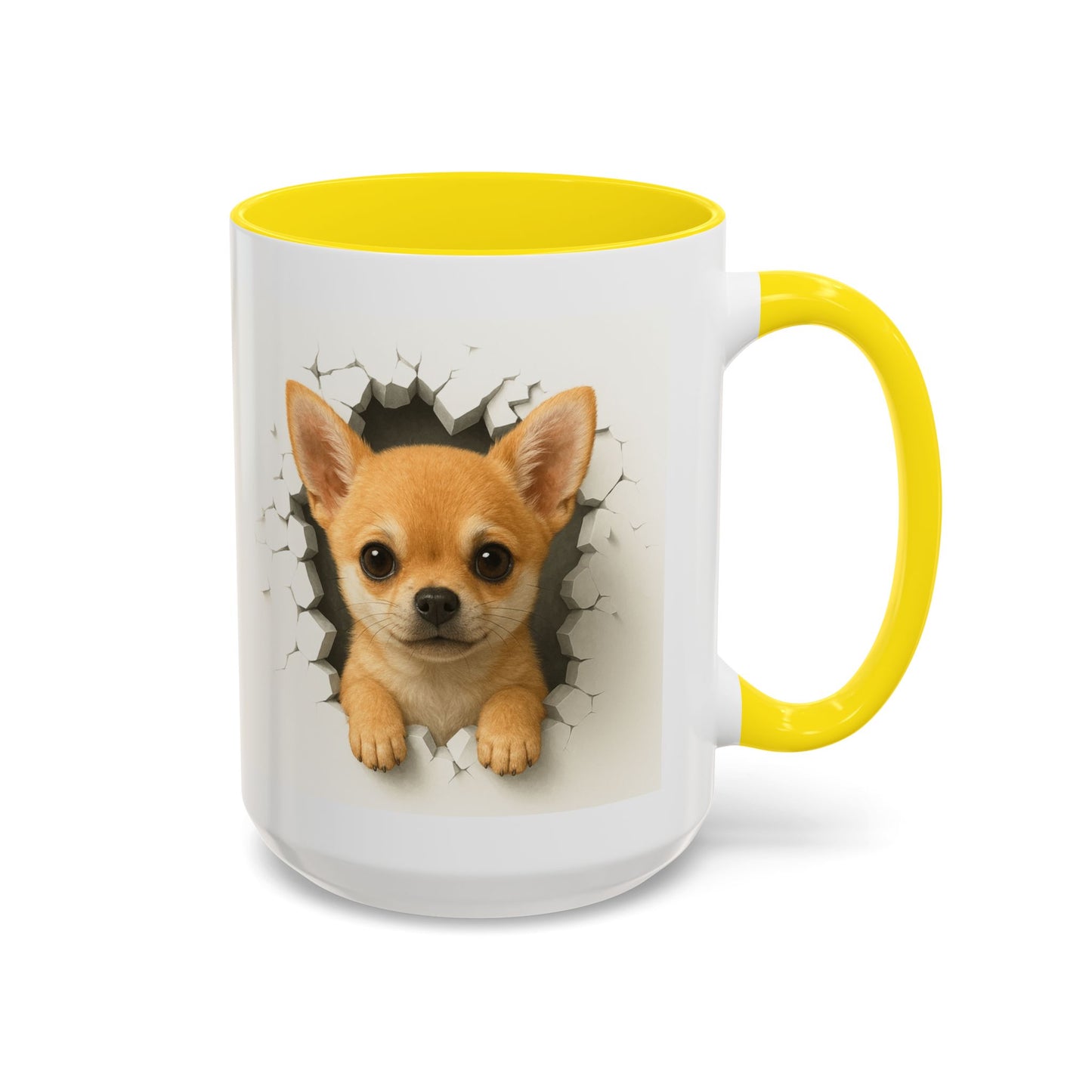 Chihuahua Peek-A-Boo Accent Coffee Mug – Cute Dog Lover Gift (11/15 oz)