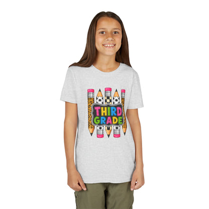 Third Grade Youth T-Shirt — Colorful Pencil Back-to-School Tee