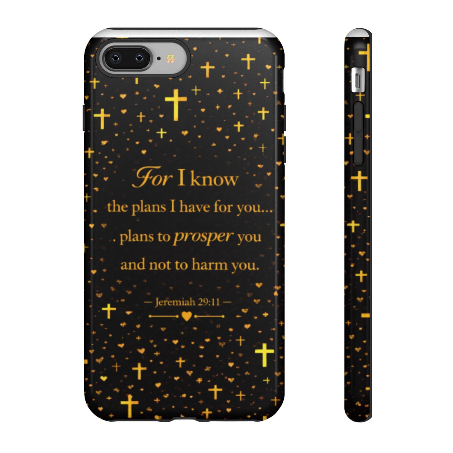 Phone Case — "For I Know" Jeremiah 29:11 Gold Cross Christian Tough Case