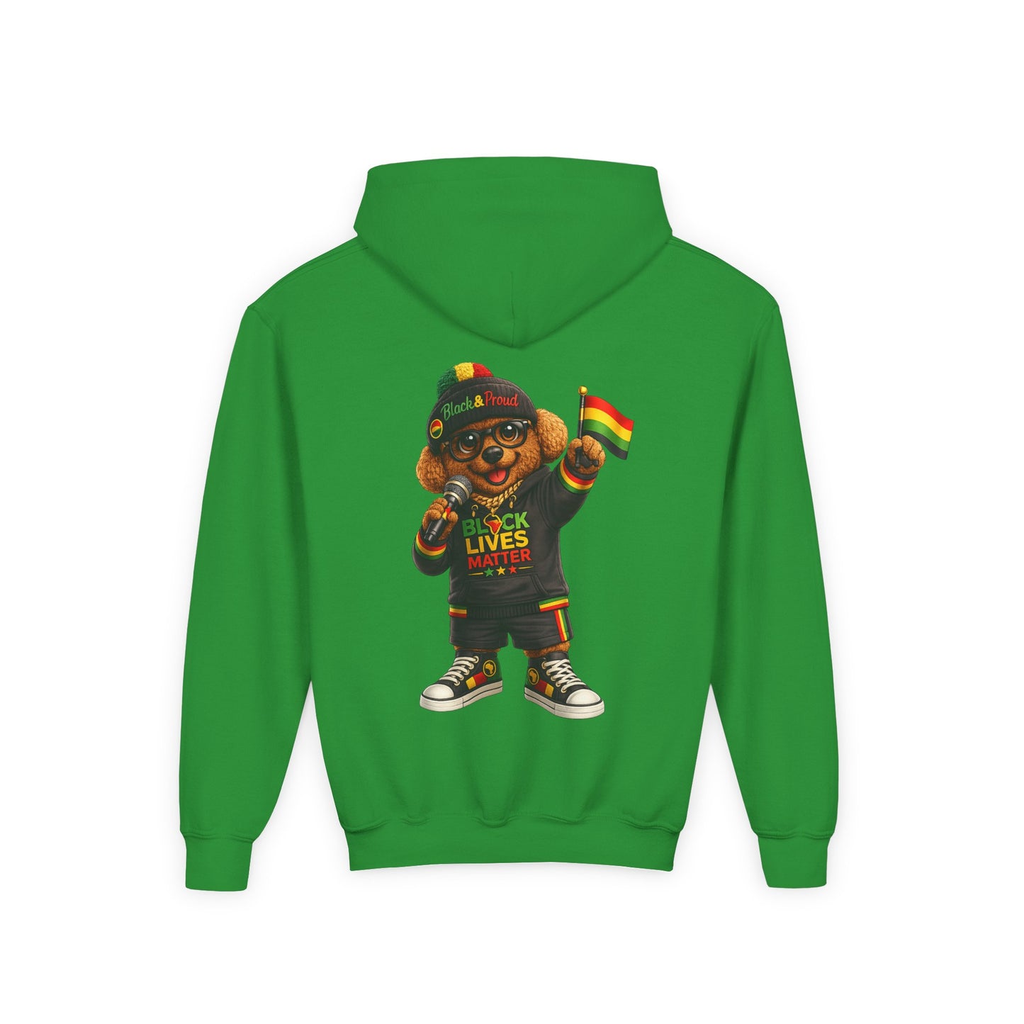 Youth Hoodie — Black Lives Matter Rasta Bear Kids Pullover