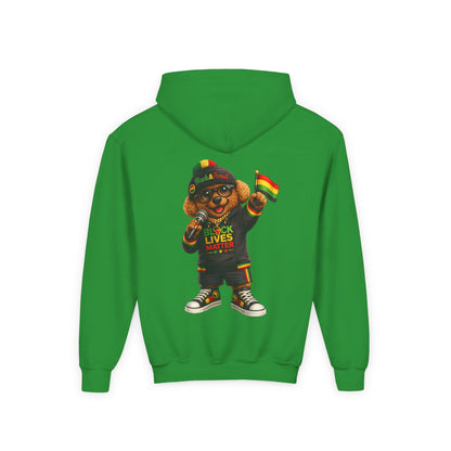 Youth Hoodie — Black Lives Matter Rasta Bear Kids Pullover