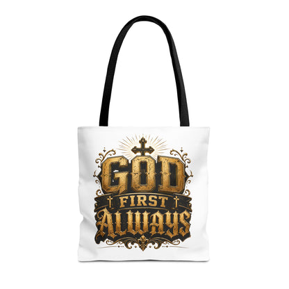 God First Always Tote Bag — Christian Faith Inspirational Canvas Tote