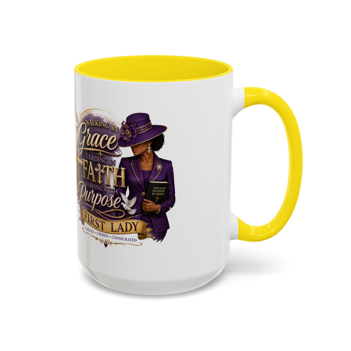 Faith & Purpose Accent Coffee Mug — First Lady Church Design (11/15oz)