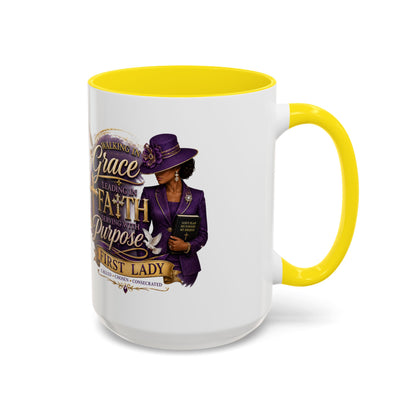Faith & Purpose Accent Coffee Mug — First Lady Church Design (11/15oz)