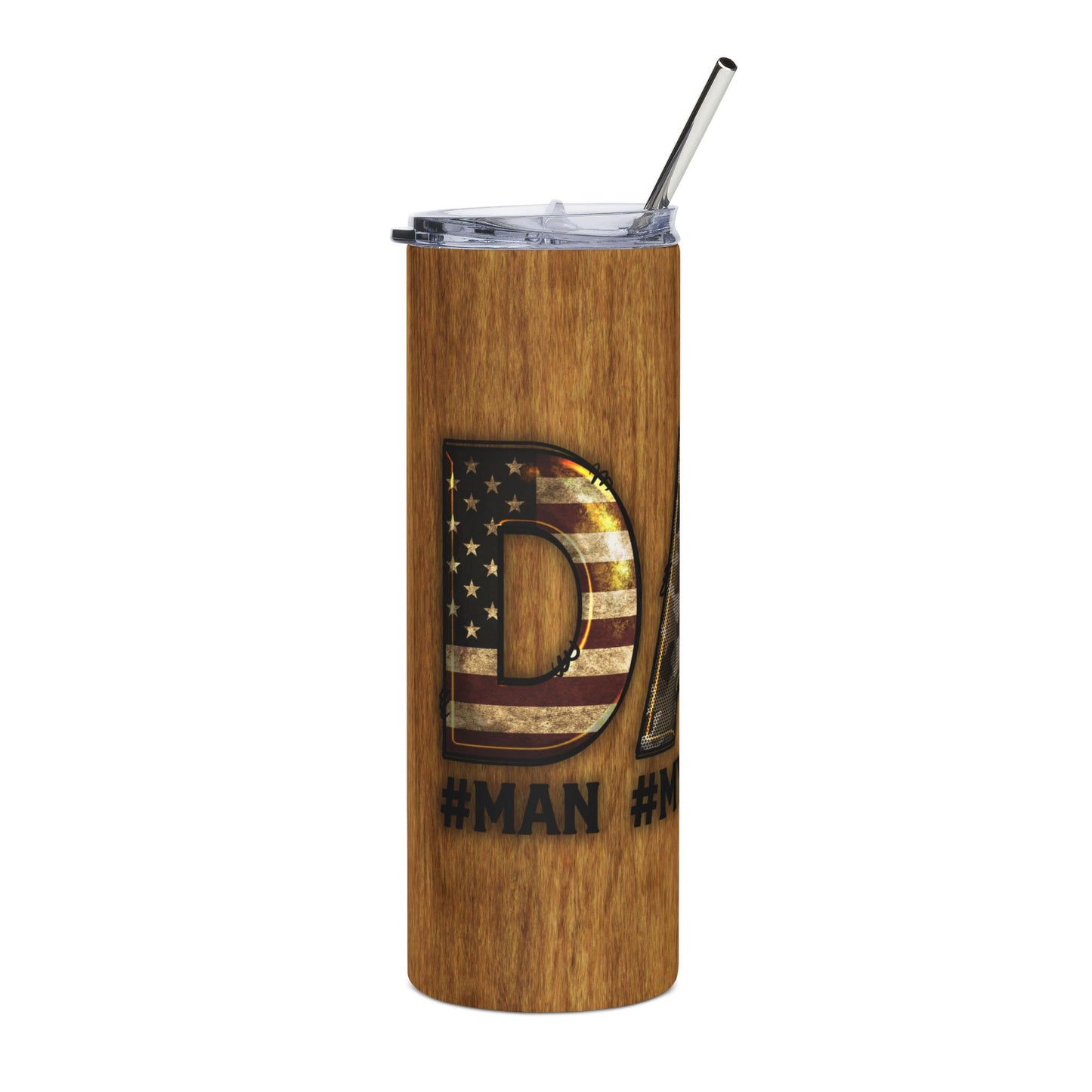 20 oz Military Patriotic Dad Tumbler – USA Flag & Camo Stainless Steel Travel Cup