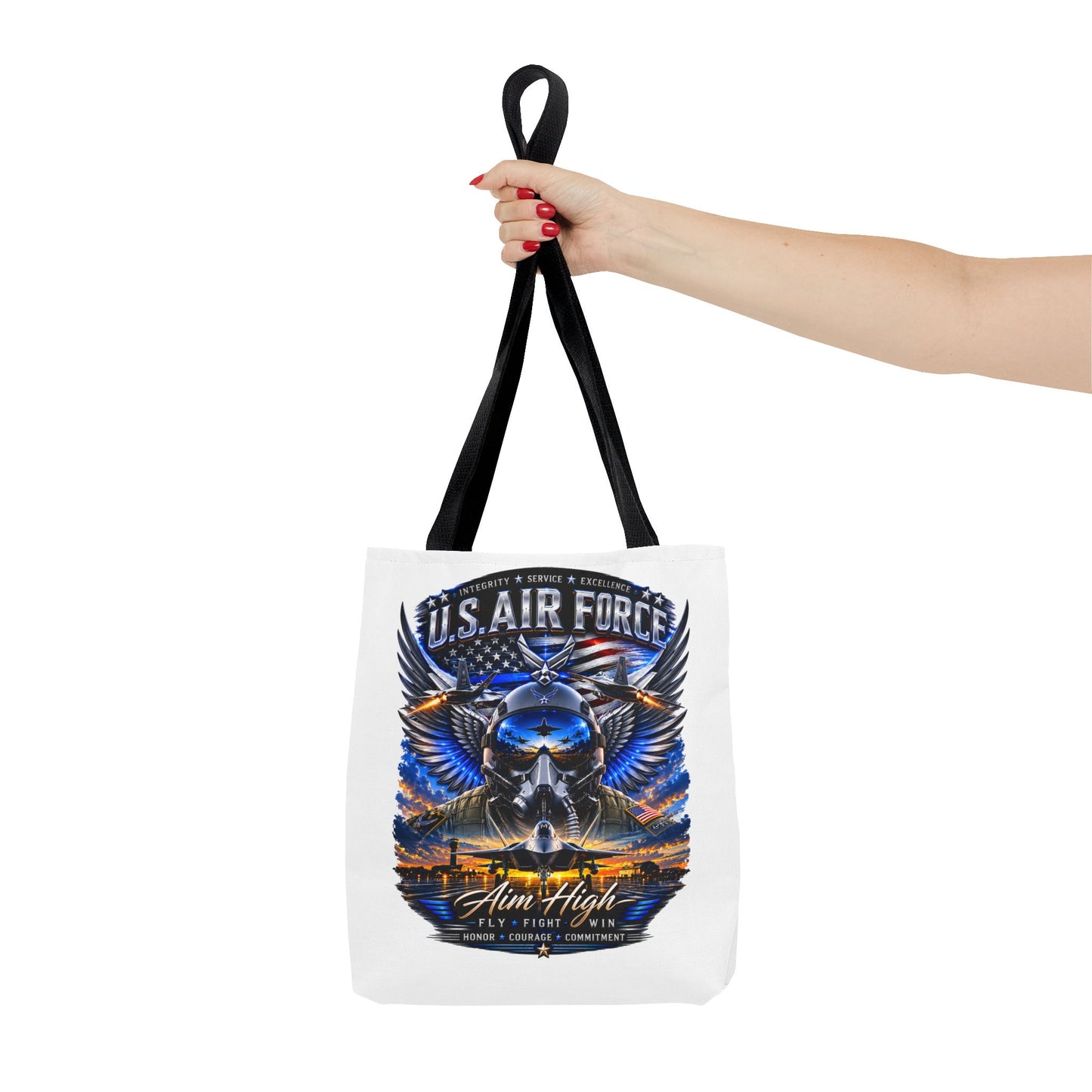 U.S. Air Force Aviator Tote Bag – 'Aim High' Military Pilot Design