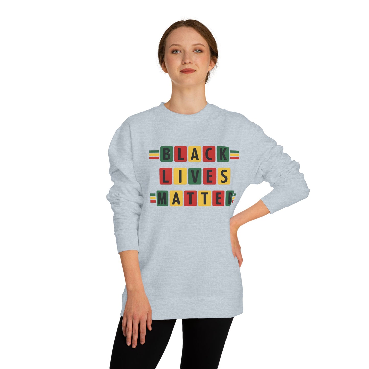 Black Lives Matter Crewneck Sweatshirt — Pan-African Block Letter Design