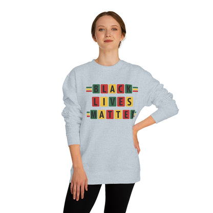 Black Lives Matter Crewneck Sweatshirt — Pan-African Block Letter Design