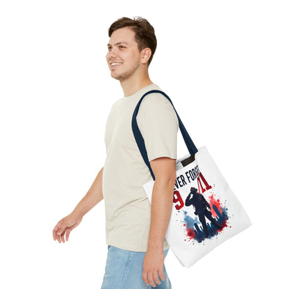 Never Forget 9/11 Tribute Tote Bag — Memorial Patriotic Canvas Carryall