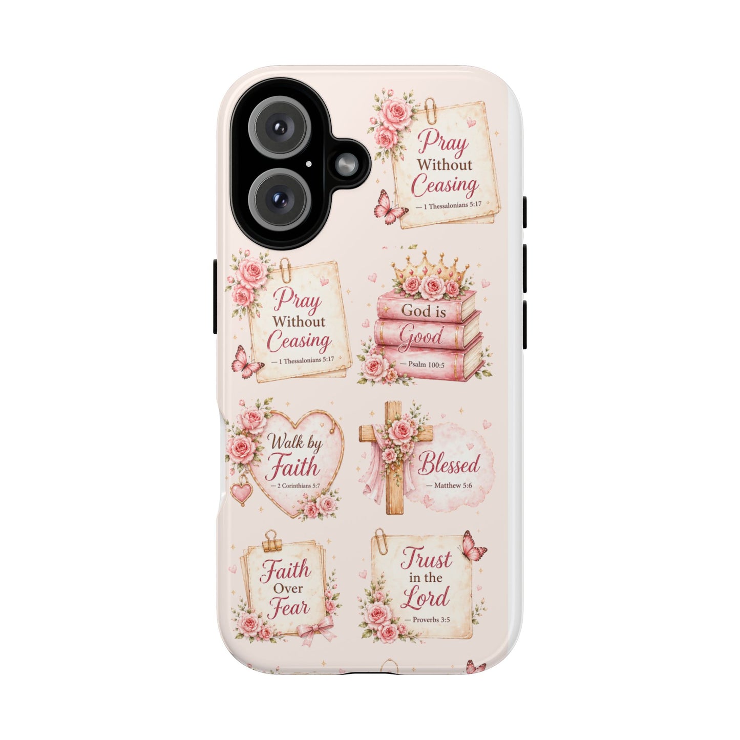 Christian Floral Phone Case — "Pray Without Ceasing" Faith Cross Design
