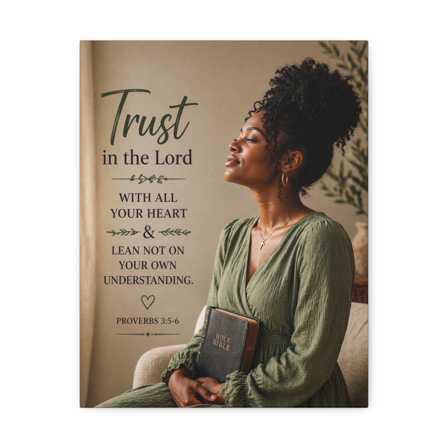 Trust in the Lord Wall Canvas — Proverbs 3:5-6 Inspirational Faith Print