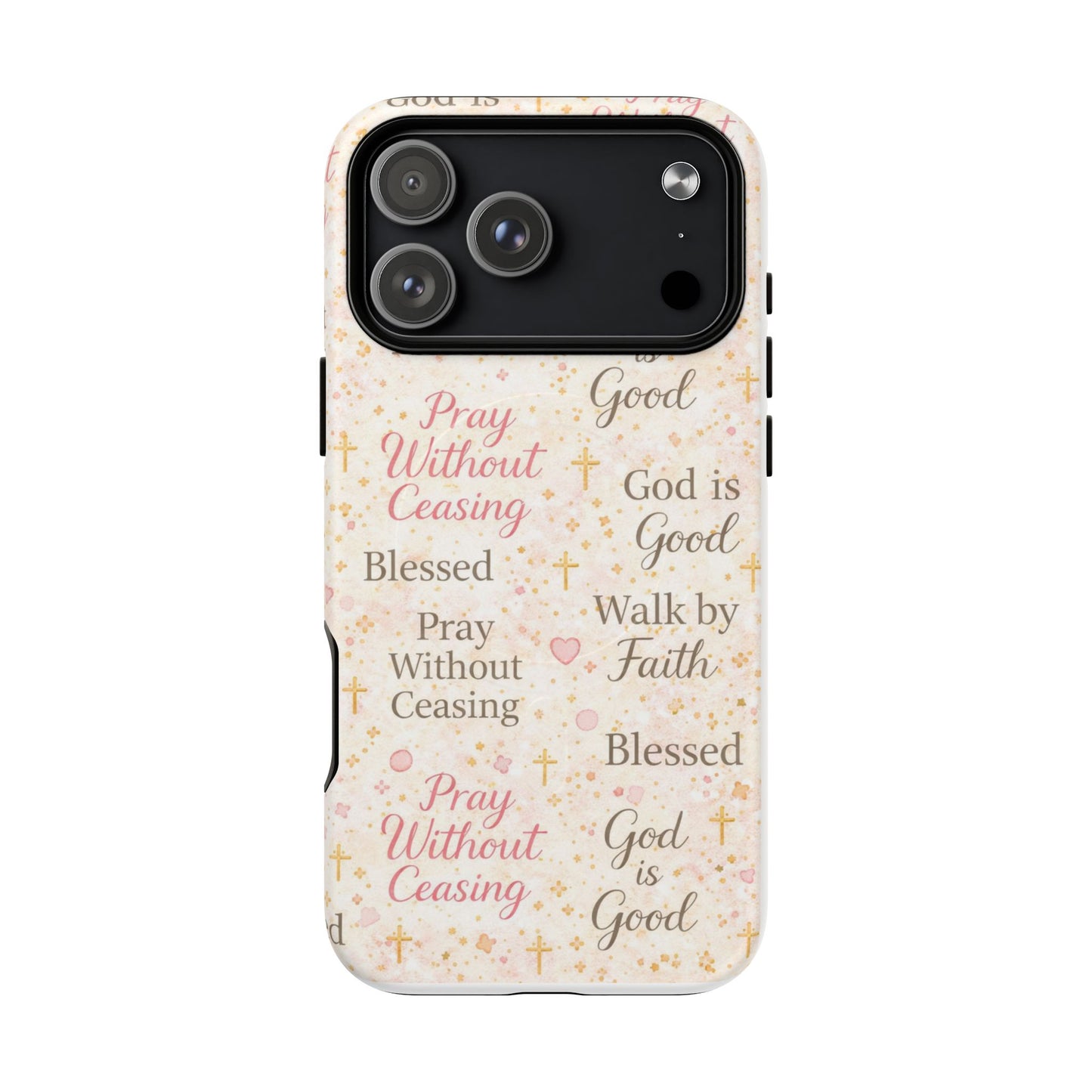 Christian Faith Magnetic Phone Case — "Pray Without Ceasing" Patterned Tough Case