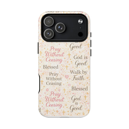 Christian Faith Magnetic Phone Case — "Pray Without Ceasing" Patterned Tough Case