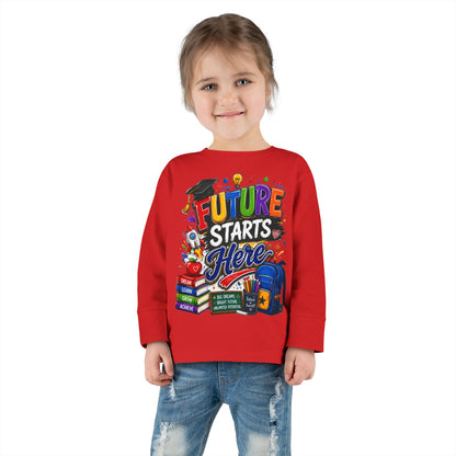 Toddler Long Sleeve Tee - "Future Starts Here" Back-to-School Shirt