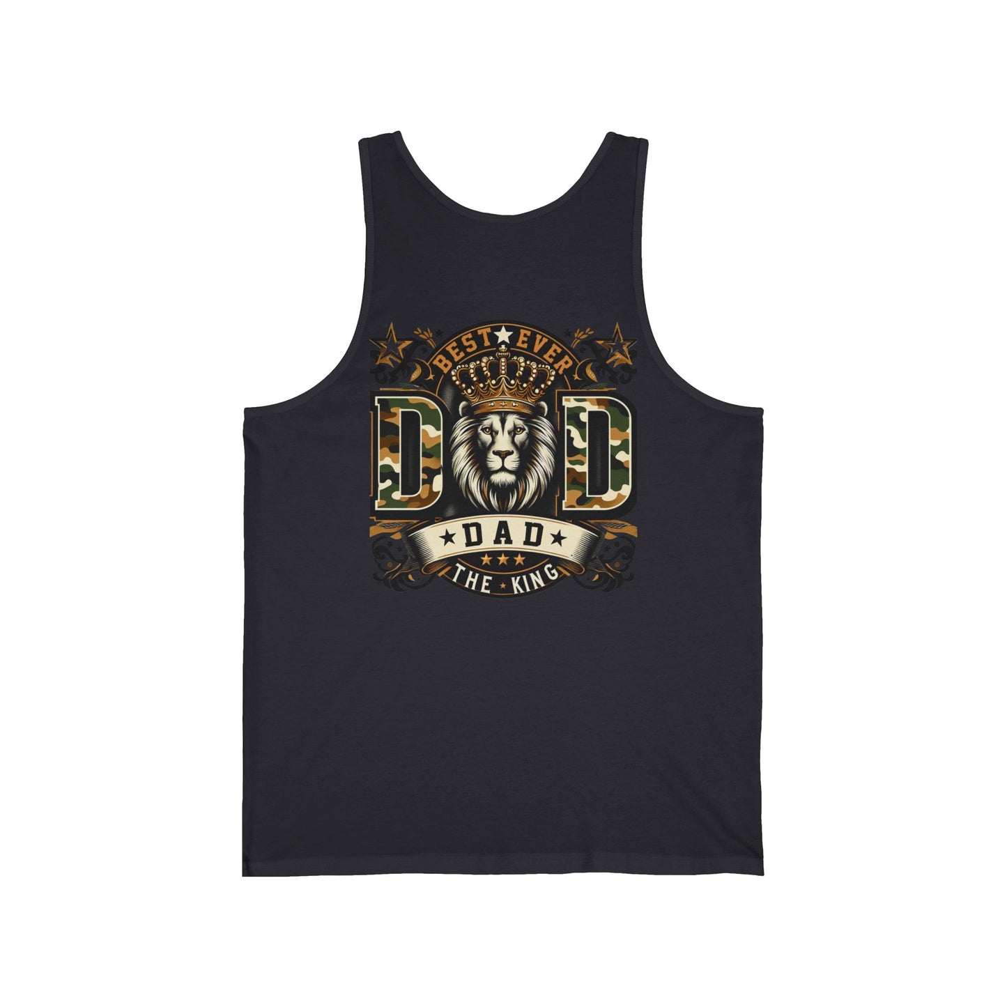 Dad Tank Top — "Best Ever Dad The King" Lion Graphic Fathers Day Gift