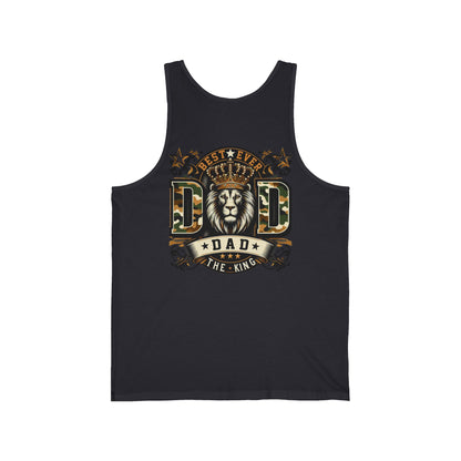 Dad Tank Top — "Best Ever Dad The King" Lion Graphic Fathers Day Gift